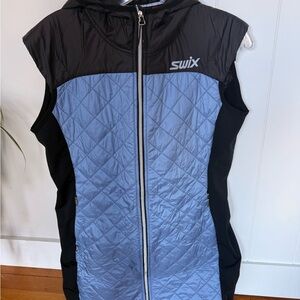 Swix Women's Black and Blue Quilted Vest